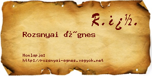 Rozsnyai Ágnes névjegykártya
